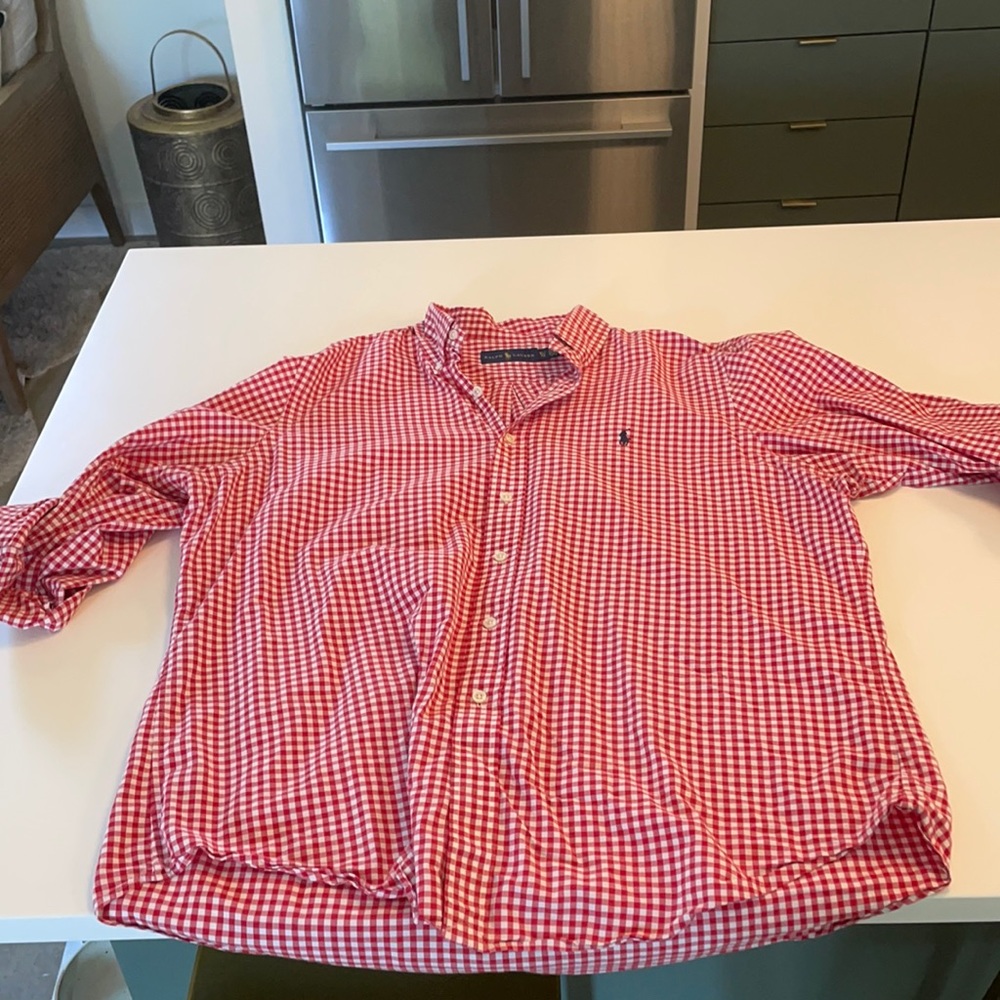Red gingham Ralph Lauren long sleeve button down